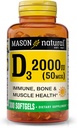 MASON NATURAL Vitamin D3 2,000 IU Ultra Strength, Supports Bone Density, Strength & Immune Health, 300 Softgels