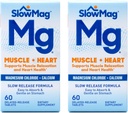 SlowMag MG Muscle + Heart Magnesiumklorid med kalcium tabletter 60 greve (Pack of 2)