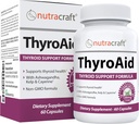 ThyroAid #1 Thyroid Support Supplement | Natural Herbal Thyroid Formula with Iodine (Kelp), Ashwagandha, L-Tyrosine & More | Support Thyroid Health & Energy Levels | 60 Capsules