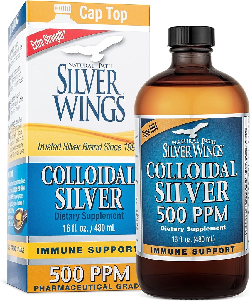 Doğal Pat Silver Wings Colloidal Silver 500ppm (2.500) Immune Support Supplement 16 fl. oz.