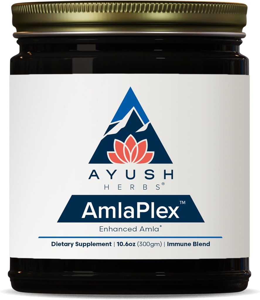 Ayush Herbs AmlaPlex - Amla Jam, Chyawanprash for Immune Support & Digestive Health, Chyavanprash, Indian Honey Jam with Amla, Ashwagandha - 10.6 oz Jar (1 gróf)