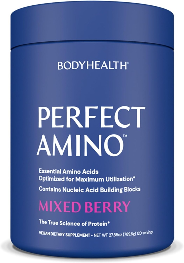 Cos perfecte Amalth Amino Powder - BCAA i EA Powder per Pre i Post Workout - Energia àcida Bebe per homes i dones per donar suport a Lean Muscle i Recovery - Burn Berry - 120 Servings