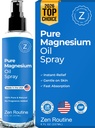 Pure Magnesium Oil Spray for Leg Cramps, Sleep, Body & Feet – Premium Zechstein USP Grade Topical Magnesium Chloride – Extra Strength, Less Sting – 100% Organic & Natural – 8oz — Made in USA