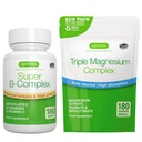 Super B-Complex 180 Tablets + Triple Magnesium Complex 180 Tablets Vegan Bundle, Methylated Sustained Release B Complex + High Absorption Chelated Magnesium Glycinate, Taurate & Citrate, by Igennus