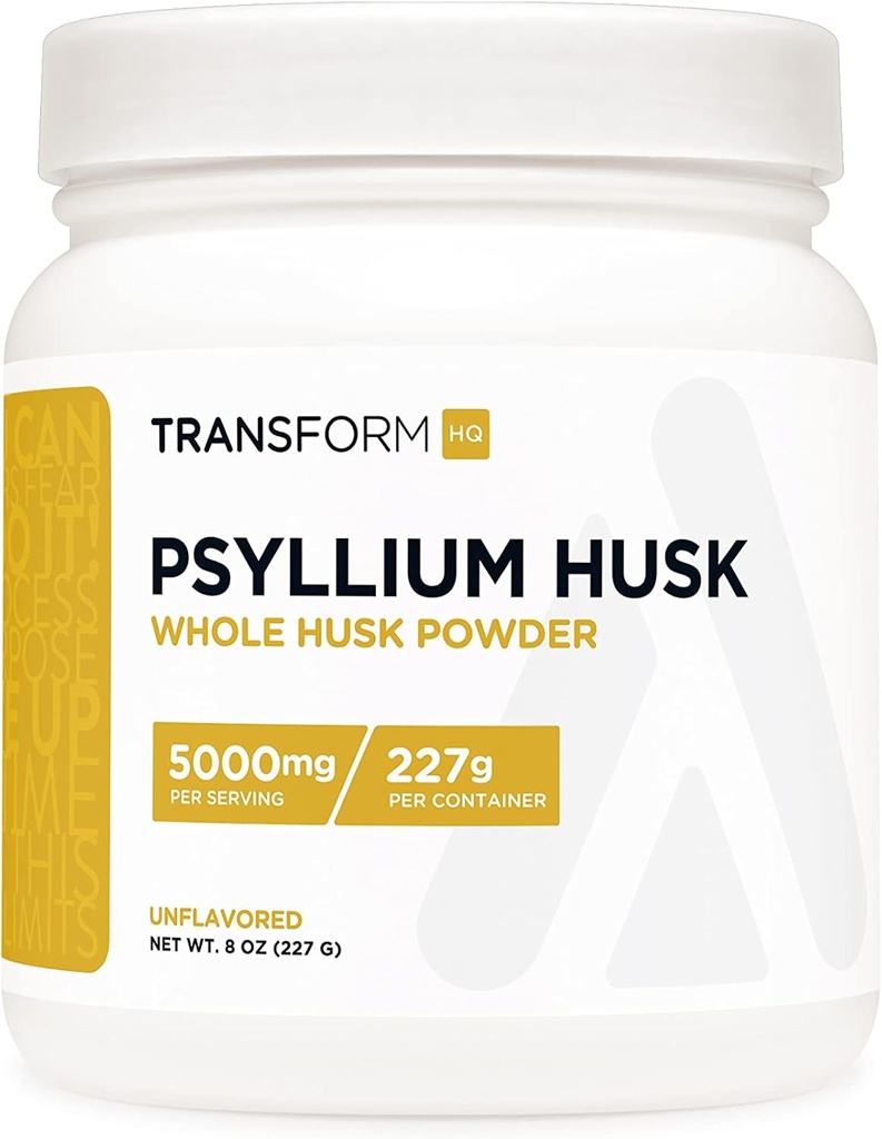 TransformHQ Terve Psyllium Husk 8 OZ Pulber - 5000 mg Serving - Gluteenivaba, Non-GMO