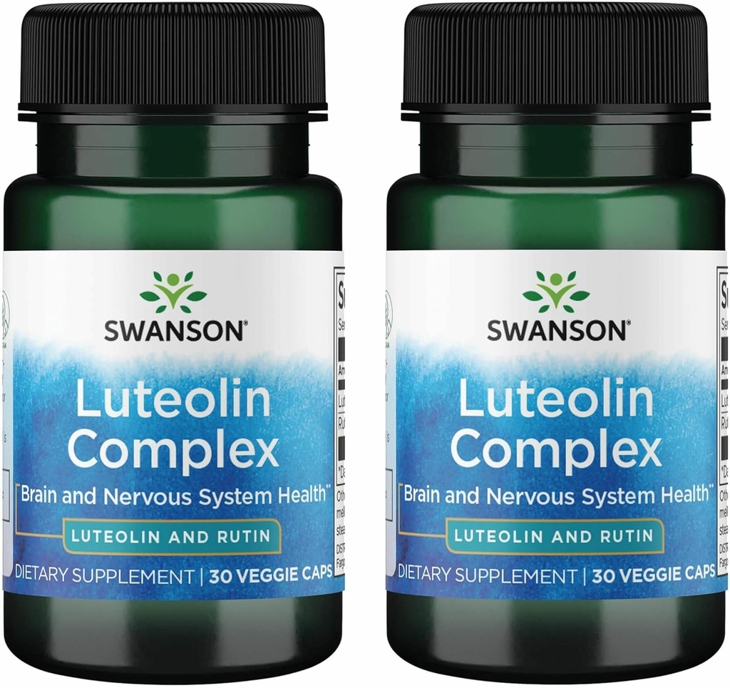 Swanson Luteolin Complex w/Rutin - Brain Support dopolnilo za spodbujanje spomina, razpoloženja in kognitivnega zdravja - naravna formula za pomoč vzdrževanje živčnega sistema - (30 Veggie kapsule) 2 pakiranje