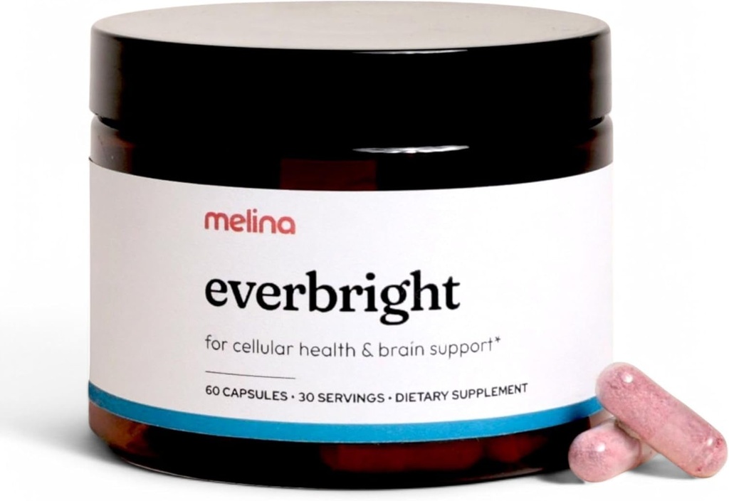 Melina Everbright NAD + Supplement for Women 's Energy & Longevity - Nicotinamide Riboside (NR), Pterostilbene, Citicoline, Astaxantin - Anti- Aging, Focus, and Skin - 3rd Party Tested - 30 Servings