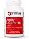 Protocol Acetyl- L-Carnitine 500mg - Energy supplement, Nerve, and Brain Support - 100 Veg Caps