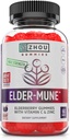Zhou Elder-Mune Elderberry Gummies - Elderberry 비타민 C 및 아연, 여성 및 남성을위한 매일 면역 지원 Supplemenet, 성인 및 어린이 4 및 60 Gummies를위한 Chewable Natural Black Elderberry