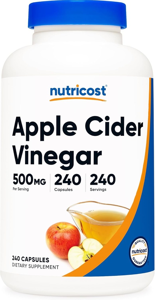 Nutricost Apple Cider Vinagre Cápsulas 500mg, 240 Cápsulas Vegetarianas - Natural, Vegetariana, GMP, Não-GMO e Glúten Grátis