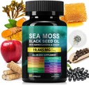 Sea Moss 3000mg Black Seed Oil Cápsulas 2000mg Ashwagandha Suplementos 1000mg Bladderwrack Burdock Turmeric & Vitamina C & D3 Manuk Honey Dandelion Yellow Dock Chlorophyll ACV