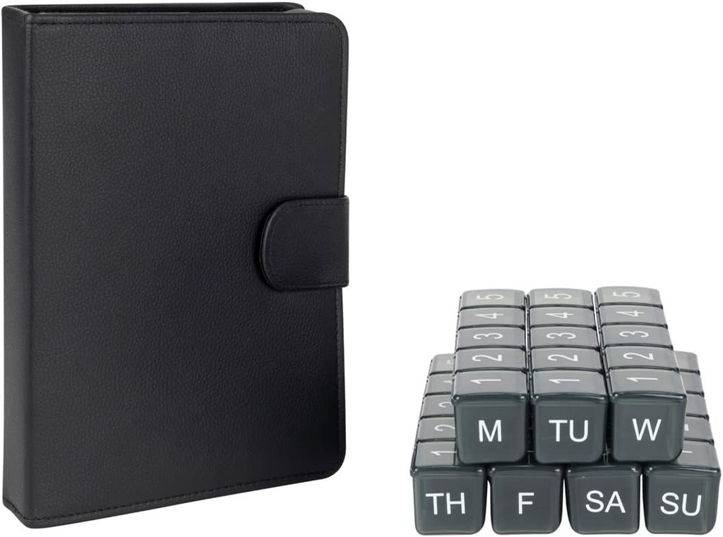 e- Pill 5 Times egy nap x 7 nap Nagy Pill Organizer, Vitamin és Medicine Pill Box - Discreet Case (fekete)