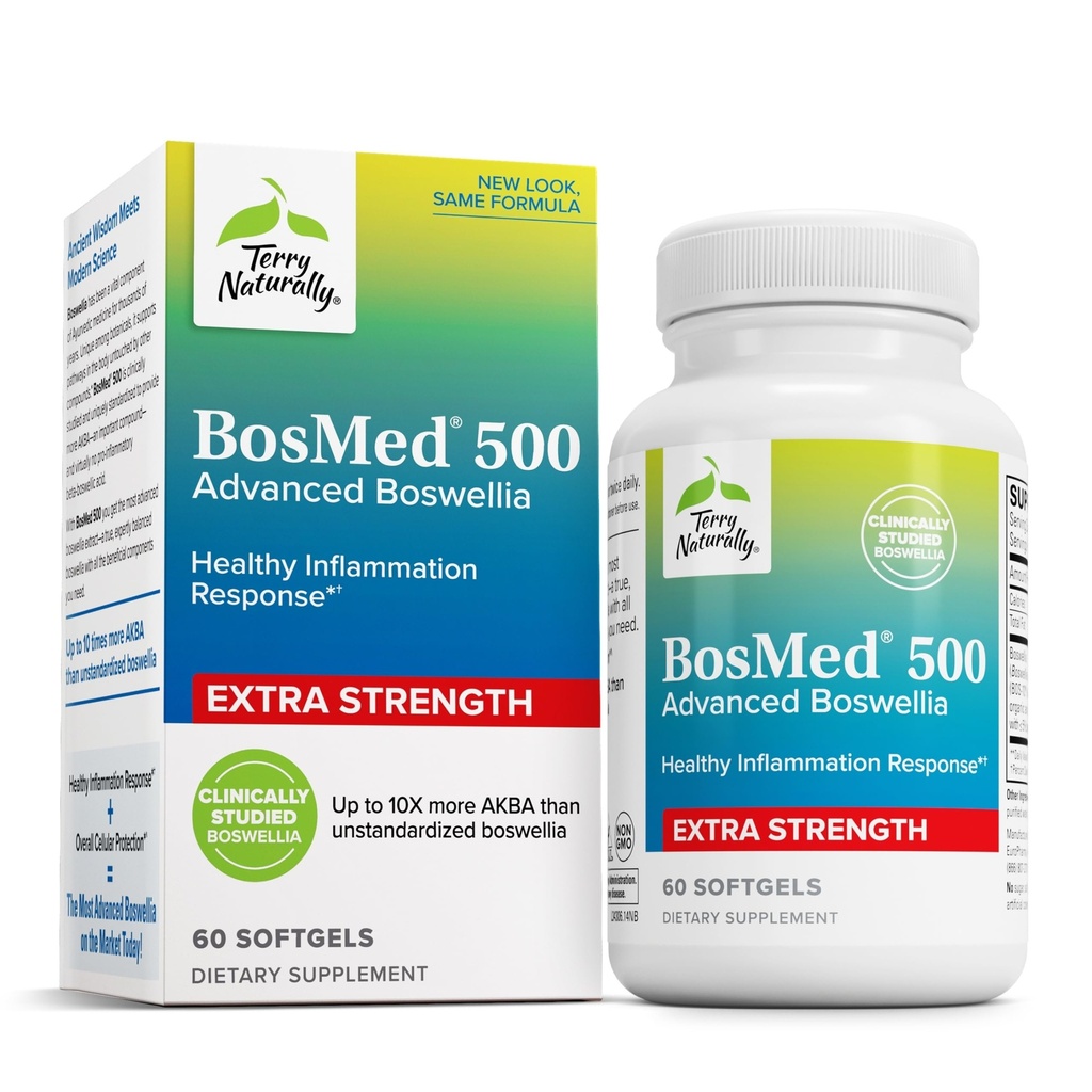 Terry Naturally BosMed 500 - Boswellia Serrata Extract Supplement - Dietary Supplement for Healthy Lung Support - Herbal Supplement Formula - 60 Softgels