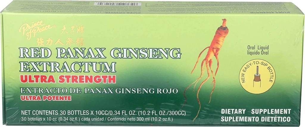 Prince of Peace Red Panax Ginseng Extractum Ultra Strength, 2 pakkaus - 60 pulloa, 0,34 fl. oz. Jokainen aivojen Boosting.