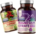 Number One Nutrition N1N Premium Magnesium Citrate [1250mg] and Blood Pressure Support [13 Potent Ingredients with Hawthorn & Hibiscus], 2 Pack Bundle
