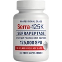 Serra-125K Serrapeptase – High Potency 125,000 SPU Per Capsule (250,000 SPU Per 2 Capsules) | Delayed Release | 90 Capsules | Non-GMO | Vegan Enzyme Supplement | Professional Quality