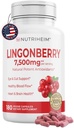 Lingonbery Powder 7500mg for Urinary Tract, Circulació de sang, Gut salut, Ull de salut, implementació antioxidant - Multiture 5: 1 Relació & 180 Veggie Capsules - No-GO, Gutten-Free, Vegan-Amply suplementaris