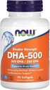 Suplementos de agora alimentos, DHA-500 con 250 EPA, molecularmente destilado, soporta a saúde cerebral, 90 Softgels