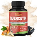 Organic Cadane Quercetin Extract Capsules, 90kapsulas, 3 mēneši Apgādā ar Quercetin, Turmeric Curcumin, Berberine, Nattle, Black Seed Powder, Black Pipars.