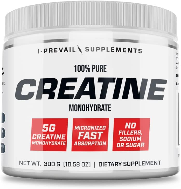 100% Pure Creatine Monohydrate Powder Micronized – No Fillers – No Sodium – No Sugar | 5 Grams per Serving | 300 Grams – 60 Servings