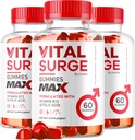 (3 Pack) Vital Surge - Vital Surge for Men Gummies, Vital Vita Surge Max כוח מקסימלי 1050 MG, VitalSurge תוספת תמיכה חניכיים מתקדמות פורמולה, Premium Gomitas (180 חניכיים)