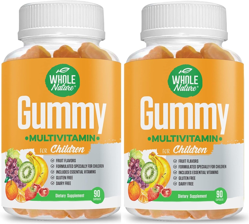 Dzieci Witaminy - Kompletne codzienne Essentials Childrens multivitamin i minerały do ogólnego Wellness, 90 Gummies suplementy Fruit Flavor, No Sztuczny cukier, Dairy i gluten Free (2)