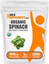 BulkSupplements.com Orgaaniline Spinach Extract Pulber - Orgaaniline Spinach Pulber Leaf Extract, Taimne täiendus - Gluteenivaba, 500mg per Serving, 1kg (2,2 lbs) (Pack of 1)