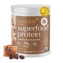 Boobie Body Superfood Protein Ciąża i Postpartum posiłek Shake zastępczy, Kawa Karmel Flavor 124; 19g Białko 124; Safe for Laktation & Macierzyństwo 124; Organic, Wegan, Zero Sugar, 1 Tub (20 Służenie)