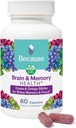 Eftersom Brain Supplement för Memory & Focus - Proprietary Blend med Ginkgo Biloba - stöder kognitiv funktion, uppmärksamhet och mental klarhet - Vegan, Gluten-Free, Non-GMO - 740mg Servering - 60 kapslar