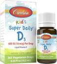 Carlson - Kid's Super Daily D3, Kids Vitamin D Drops, 400 IU (10 mcg) per Drop, Heart Health, Immune Support, Vegetarische, Liquid Vitamin Drops, Unflavored, 365 Drops