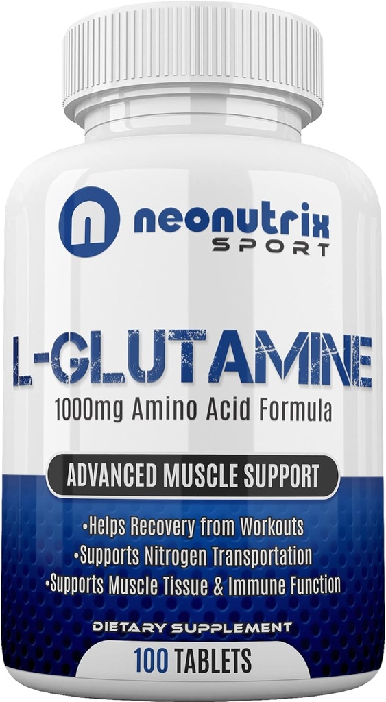 L-Glutamine 1000mg Aminokyseliny Kapsule Post Cvičenie Recovery Dodatok pre Immune, Digestive & Gut Podpora Dusík Transporter pre svalovú obnovu a vytrvalosť pre mužov a ženy Neonutrix Sport