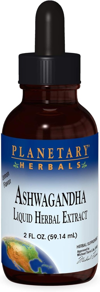 Planetary Herbals Ashwaganda Herbal Extract Liquid, Lemon Flavored, 2 Fluid Ounce