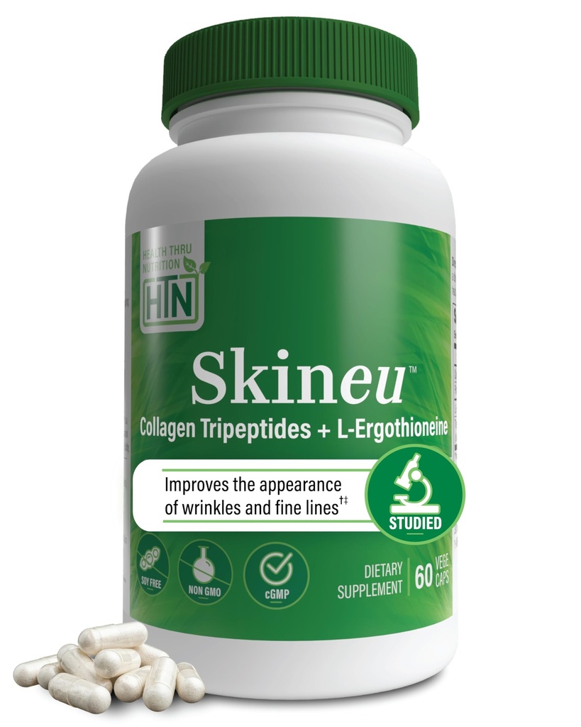Skineu Collagen Tripeptide + L-Ergothioneine | Advanced Anti-Aging Formula | Morikol® Marine Collagen | Supports Skin Hydration, Elasticity & Joint Health | Non-GMO & Gluten-Free | 60 VegeCapsules