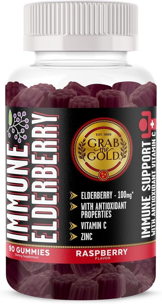 Grab The Gold Elderberry Gummies avec Vitamine C & Zinc.