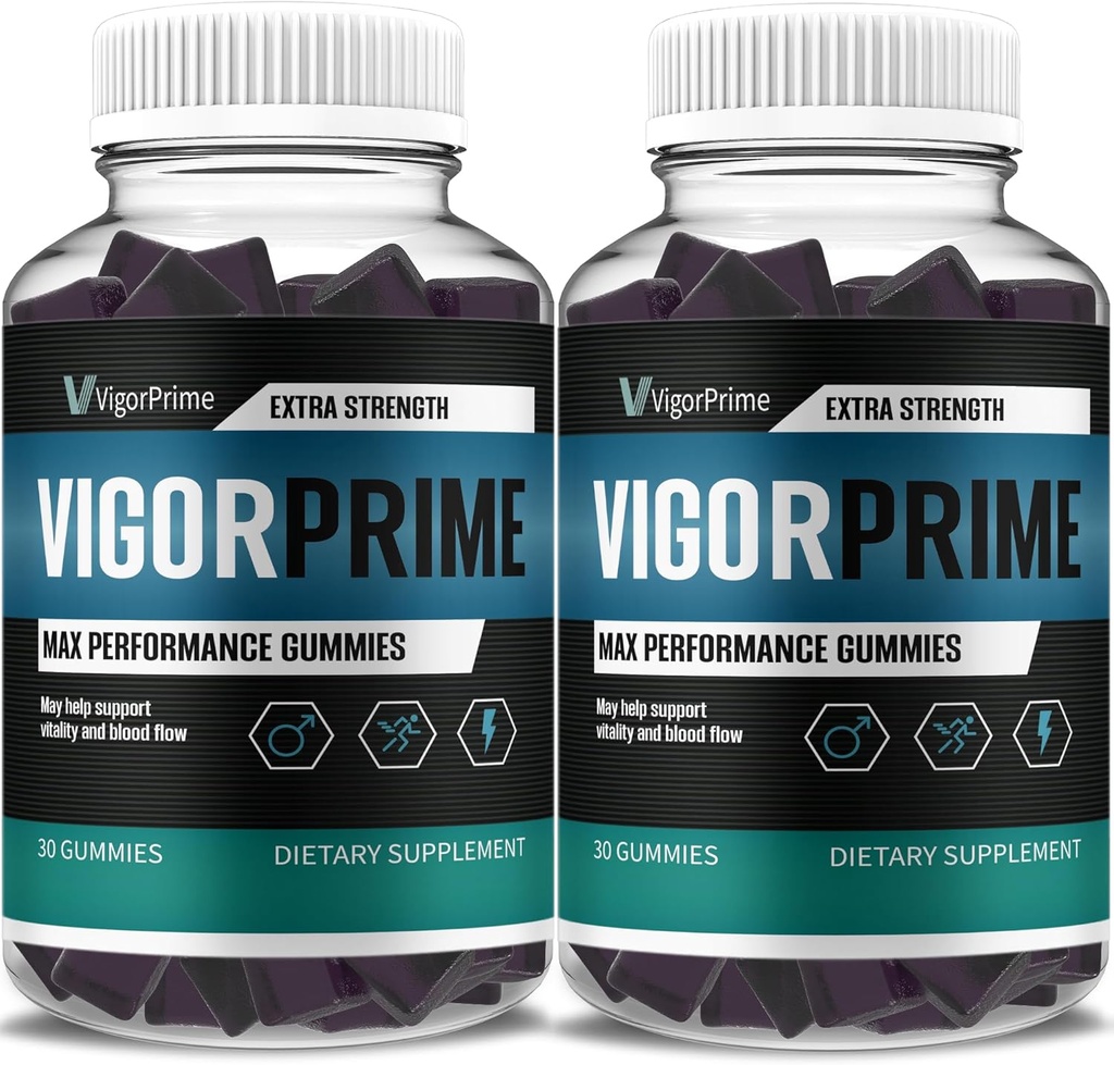 (2 Pack) Vigor Prime 性能 Gummys Prime Vigor XL Gummy 补充, Vigor Prime XL 最大强度高级 Shilajit Sea Moss Fenugreek Gummys 总体能量生命力支持(2个月供应)