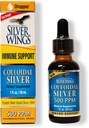 Natural Path Silver Wings Koloidní Silver 500PPM, Amber Brown Liquid Imunity Support, 1 Fl Oz (balení po 1)