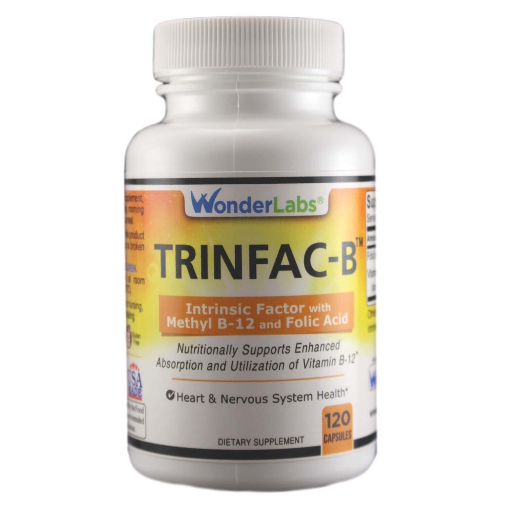 Wonder Laboratories Intrinsic Factor with Folic Acid and Vitamin B-12 1000mcg - 120 Capsules