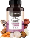 Power 15 Mushroom Blend Capsules Supplement (90) | High Strength Extract Complex | With Lions Mane, Turkey Tail, Cordyceps, Reishi, Chaga & Tremella | 20% Beta-D Glucans | Immunity & Vitality Support
