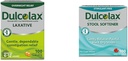 Dulcolax Stimulant Comprimés Laxatifs (100 Compte) Sodium doux de Constipation Nuit, Bisacodyl 5mg & Stool Softener Capsules de Gel liquide laxatif (100ct) pour Sodium doux, Docusate 100mg