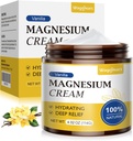 Magnesium Cream för sömn - Naturligt ämnesmagnesium Lotion för smärta och ben kramper, muskelavslappning, lugn - Nighttime Body Butter för djuphydration - Säker för barn (Vanilla)