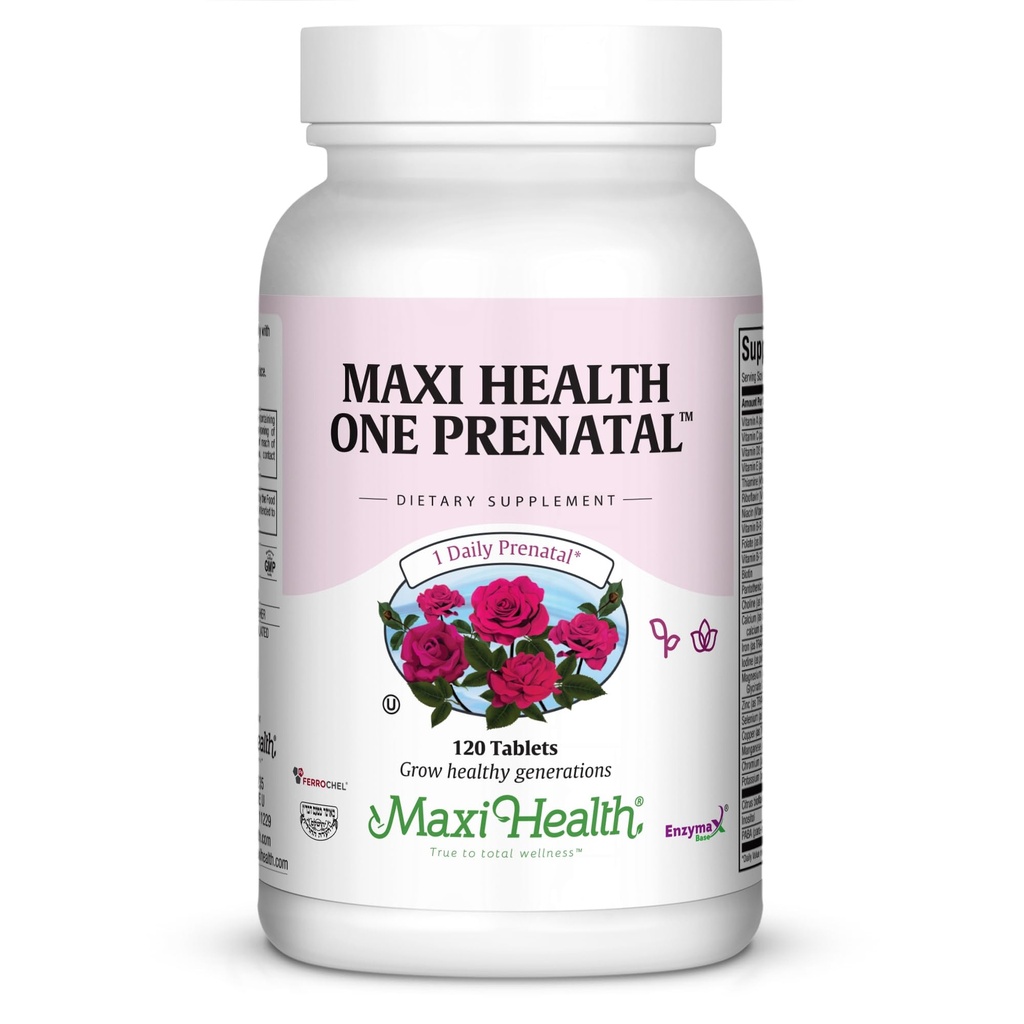 Maxi Health Prenatal Vitamins for Women – One Daily Prenatal Vitamins with Iron, Folate, Choline, Vitamin D3, and Essential Nutrients – High Absorption Supplement – 120 Day Supply