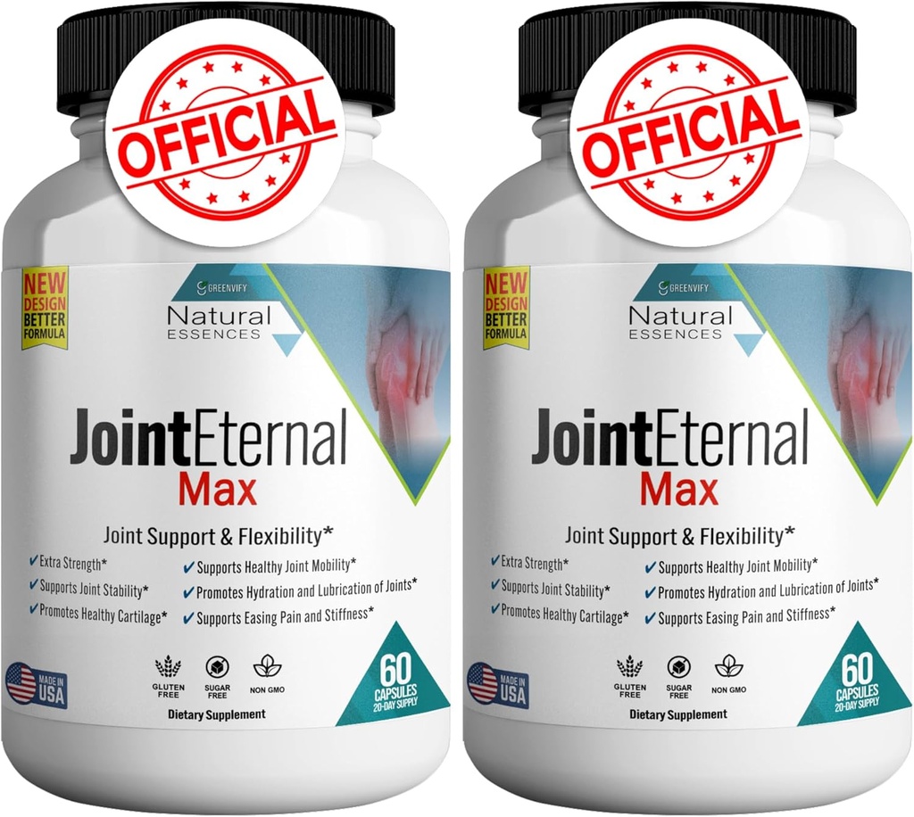 Ühine Eternal Max Natural Essences Natural Joint Support Supplement, 60 kapslit 20 päeva pakkumine, gluteenivaba, suhkruvaba, mitte-GMO, valmistatud USAs (2)