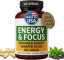Green Regimen Energy & Focus Capsules - Sustained Mental Clarity üçün Natural Nootropic Supplement, Artan Concentration & Alertness - No Crash, Vegan, Non-GMO - 60 Caps
