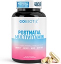 GOBIOTIX Postpartum Vitaminer til ammende mødre - Postnatal Amning Supplement med økologiske urter, mineraler, næringsstoffer til nye mødre og baby - Postpartum Essentials, ikke GMO, Vegan, 60 Caps