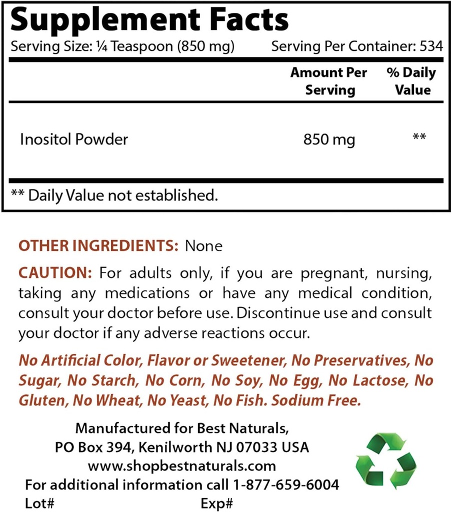 Best Naturals Inositol Toz 1 Lb & NAC 600 mg