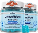L-MéthylFolate 15mg et Méthyl B12 Gummées, méthylées B1, B2, B6 Multivitamines - 5-MTHF actifs et absorption élevée - supporte le gène MTHFR, la cognition, les niveaux d'homocystéine, le métabolisme folate, végétalien, 120 Cts