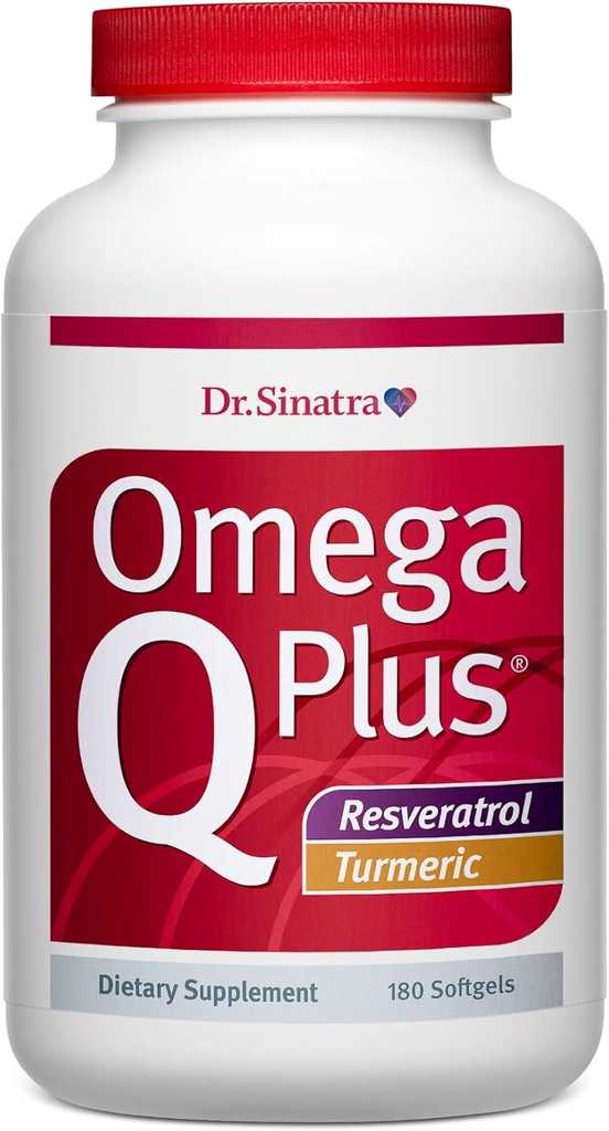 Sinatra Omega Q Plus Resveratrol eta Turmeric - Omega-3 osagarria, odol-fluxu osasuntsua eta erantzun inflamatorio osasuntsua lortzeko CoQ10 euskarriarekin.