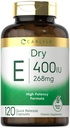Carlyle Dry Vitamin E 400 IU | 120 Capsules | D-Alpha Tocopheryl | High Potency Formula | Non-GMO and Gluten Free