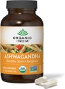 ORGANIC INDIA Ashwaganda Capsules - Phụ khảo cứu sinh học Ashwaganda - Vegan Ashwaganda Root, Gluten- Free, Kosher, Non-GOO, hỗ trợ căng thẳng tiết kiệm, năng lượng và ngủ - 180 Capsules
