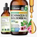 BIO KRAUTER Echinacea in Goldenseal Root Liquid Extract - Naravne imunske podpore - Echinacea kapljice z Goldenseal - Vegan, Alkohol & Sugar Free Tinkture - 4 Fl.Oz.